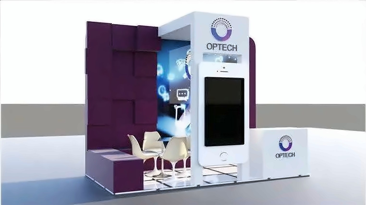 3D render of the Optech booth