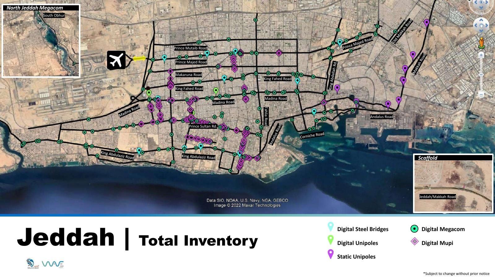 Jeddah inventory map with format pins